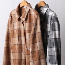 빅사이즈 옷 샵 모직 체크 남방 112F966S 여성의류