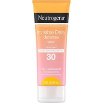 Neutrogena 인비지블 데일리 디펜스 선크림 로션 브로드 스펙트럼 SPF 30 방수 옥시벤존 프리 산화 방지제 89ml 1개, 8개