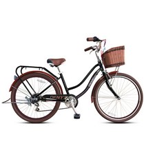 [지멘스 자전거]지멘스 데니24 26인치 클래식 자전거 시마노7단 알루미늄 프레임 바구니 여성용자전거 클래식 자전거, 174cm, 데니24인치(핑크)_미조립 박스