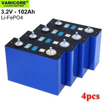4pcs varicore 3.2v 200ah 280ah 105ah lifepo4 배터리 3c 리튬 인산철 배터리 4s 12v 24v 골프 카트 요트 태양열 rv, 102ah 스터드 4개