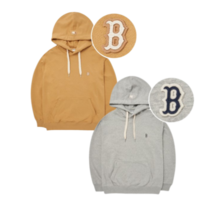 MLB 엠엘비 베이직 스몰로고 오버핏 후드티 보스턴 레드삭스 3AHDB0124 멜란지그레이 베이지