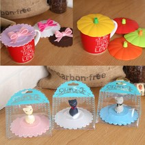 잔덮개 도도한 고양이 리본 호박 컵덮개 실리콘 컵뚜껑 음료덮개, 호박_그린