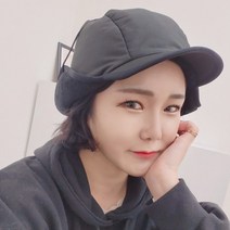 패딩귀마개모자 숏챙 귀달이 스키 방한 귀달이 기모 안감 보드모자, 블랙