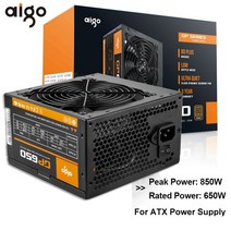 pc파워 fsp 서플라이 컴퓨터 ATX aigo 전원 공급 장치 650w 80plus psu 인증 전원 전원 공급 장치 게임 최대 850w for computer 12v 냉각, 없음