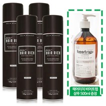 박명수흑채 박명수 헤어리치 스프레이흑채 120g 4개 사은품 헤어리치 비어트랩 샴푸 500ml, 흑색 4개