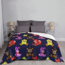모티브 담요 뜨개 블랭킷 인테리어 FNAF Chibi 패턴 담요 침대보 격자 무늬 린넨 비치 코튼