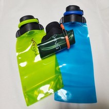 해시트리 실리콘 접이식 물통 등산 운동 납작 물병, 700mL 날씬형, 초록