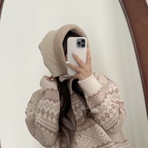 에이치스 핵따뜻 귀여운 골덴 후드워머 보넷모자