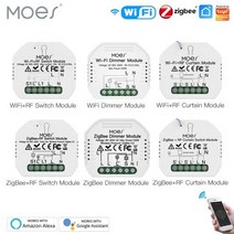 Moes 스마트 ZigBee WiFi 스위치 모듈 조광기 커튼 스위치 스마트 라이프 앱 원격 제어 Alexa Google 홈 음성 제어, China ZB 2 Gang Dimmer