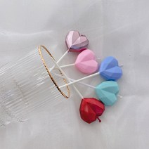 각하트 파티초 1P /생일파티 케이크픽 케익꾸미기 홈파티 기념일 프로포즈 생일초 불꽃초 특이한 스마일초 귀여운초 예쁜초 장식, 블루