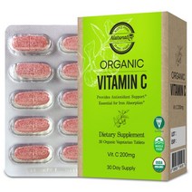 네추럴라이즈 오가닉 유기농 비타민C(200mg) 1 600mg, 30정, 3개