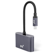 PQI USB C - HDMI VGA 어댑터 USB 타입 C - 듀얼 VGA HDMI 스플리터 컨버터 맥북 프로 아이패드 프로 노트북 델 XPS 13/15 서피스 고