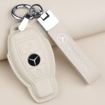 1+1 벤츠 E클래스 키케이스 A200L E260L E300L E350 키링 가죽 고급 키홀더, 단일사이즈, 2버튼 화이트 로프