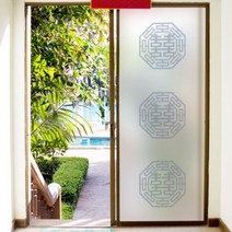 [천삼백케이] [꾸밈] ca676m-무점착유리시트전통창호무늬1유리문시트지, 2타입