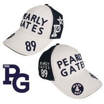PEARLYGATES 파리게이츠 로고 코튼 캡 모자, 화이트/네이비