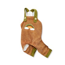 랜보어 강아지 레인보우 코듀로이 기모 멜빵, 브라운