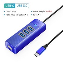 usb허브 c타입허브 호환 ORICO-USB 3.0 c형 허브 RJ45 1000Mbps 이더넷 Lan 어댑터 기가비트 네트워크 카드, 08 USBC 15cm 3USB3.0 BL