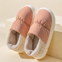 따뜻한 편안한 남성 면 슬리퍼 남 겨울 실내 보냉백 굽 통굽 미끄럼 방지 방수 면화 여, 02 38-39(적합37-38발 착용), 09 핑크색(가방 뒤축)
