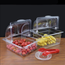 뷔페 매장 음식점 투명 커버 진열통 플레이트 보관통, 플랫 커버 플레이트 53x32.5x10