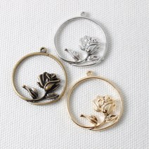 리틀핑거 레진공예 레진프레임 원형장미 프레임, 골드