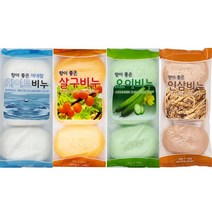 향이 좋은 국산 미용 비누 90g 3개입 화이트 살구 오이 인삼, 오이비누 3개입