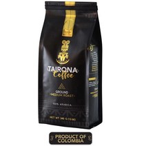 미국직구 타이로나 커피 콜롬비아 미디엄 로스트 미식가 커피 100% 아라비카 원두 소규모 농장에서 자란 그늘 단일 원산지 단일 소스 12온스 가방 스페셜티 커피 원두 초콜릿 같은 견과류 힌트 그라운드, 수량, 상세참조