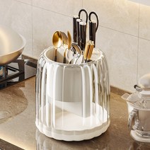 거와스 투명 물빠짐 칼꽂이 멀티 회전 수저통, 1개, 화이트