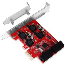 LTERIVER PCIE to 2X 19핀 USB 3.0 헤더 PCIE 초고속 USB 3.0 5Gbps 확장 카드 윈도우 11 10 8.1 8 7 XP (32/64비트