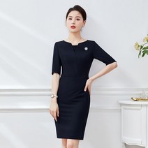 코디네이터유니폼 성형외과 실장 데스크 원피스 호텔 리셉션 라운드넥 A14