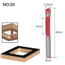 6mm 생크 우드 라우터 비트 스트레이트 엔드 밀 트리머 청소 플러시 트림 코너 라운드 코브 박스 도구 밀, 12 NO25