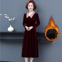 Makone 상표등록 Makone 상표등록 엄마 봄옷 긴팔 골드 벨벳 원피스 2022 중년 여 춘추룩 서양풍 도톰 레깅스