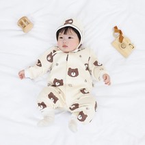 [메르베] 파마했곰 신생아 실내우주복/북유럽아기옷_겨울용