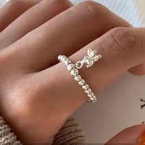 인장반지 원석 실버 남자 FOXANRY스탬프 강아지 탄성 반지 여성을 파티 쥬얼리 비드 체인 손가락 액세서리