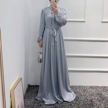 롱 원피스 맥시 여성 파티 드레스 여행 패션 긴 새틴 두바이 터키 긴