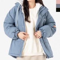 뽀얌 여자 데일리 후드 레이어드 하프패딩