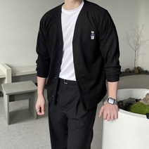 어둑 데일리 곰돌이 자수 V넥 가디건 (5color)