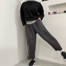 여성 누빔 패딩 본딩 퀼팅 스트라이프 플리츠 당고 일 바지