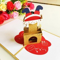 3D 입체 팝업카드 신년카드 산타 결혼 크리스마스 인사말 파티 초대장 선물 새해 인사말 기념일 선물 엽서, 산타 벽난로