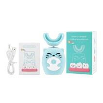 초등학생 전동 칫솔 u자형 마우스피스 잇몸마사지 아이 소닉 어린이 자동 구강 청소 장치, d00245-s-블루