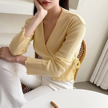 [바보사랑] 여자 봄 가을 데일리 브이넥 프릴 랩 미니 숏 가디건[옷자락]