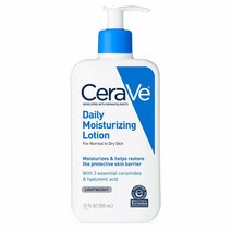 CeraVe 데일리 모이스처라이징 로션 19 건성 피부용 바디 & 페이스용 히알루론산 세라마이드 함유 무향 세라비, 12 Fl Oz (Pack of 1)