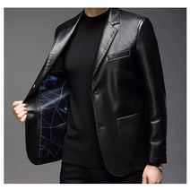 1/1+1 남자 가죽 재킷 캐주얼 가죽 외투 패션