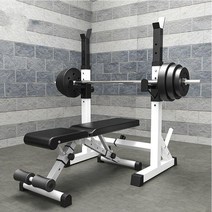 헬스 바벨거치대 스쿼트 랙 정리대 피트니스 헬스장, 접이식 스툴 + 스탠드 + 100kg 바벨