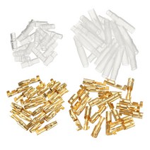 Ursmart 200 pcs 4mm 황동 남성과 여성 총알 터미널 와이어 커넥터 자동차 트럭 오토바이 자전거에 대 한 절연 슬리브와, 황금, 구리