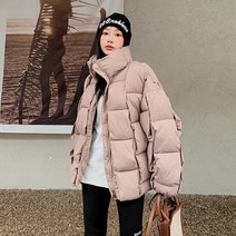 따뜻한 다운 코튼 파카 버블 자켓 니트 푸퍼 코트 스탠드 칼라 아웃웨어 여성용 두꺼운 겨울 패션