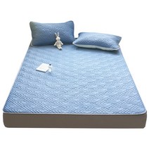 Blossom Bliss 매트리스 쿨패드 세트 퀸사이즈 여름 침구, 다크 블루