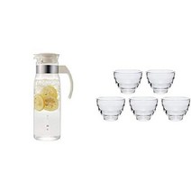 일본제 유리컵 일본글라스 hario(하리오) 냉장고 냄비 오프 화이트 1400ml 내열, 냉장고 냄비 + 컵