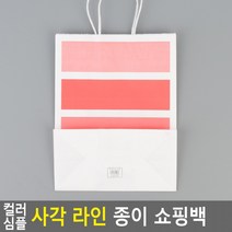 컬러 심플 사각 라인 종이 쇼핑백(대) 종이쇼핑백