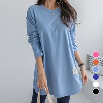 [나크21] (55~120) 라운딩컷 라벨링 롱티셔츠 KO31-T-07