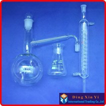 Lab Tools 사이언스툴 실험기구 분쇄 유리 조인트 유리 증류 장치 증류 플라스크 그레이엄 콘덴서 원추형 플라스크 증류기가있는 증류 장치, 2000ml